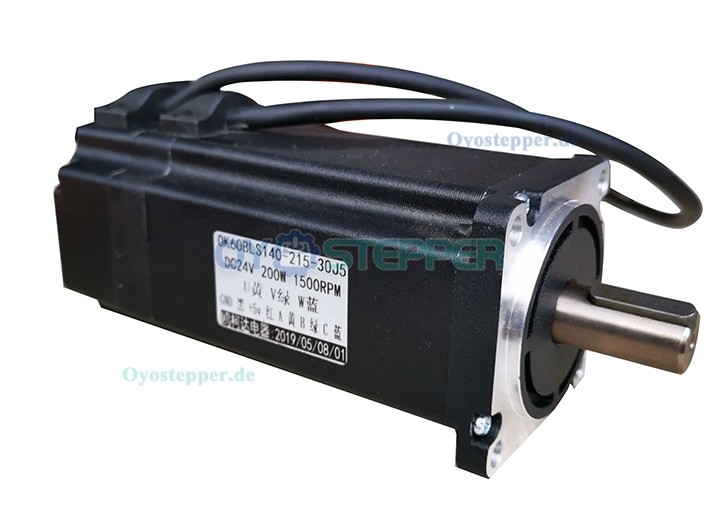 OUKEDA Bürstenloser Gleichstrommotor, 127 Ncm, 200W, 24V, 1800 U/min, 3-Phasen, Ø60 mm mit Passfedernut
